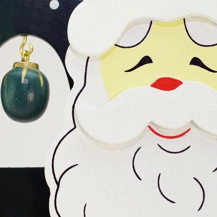10.25" Red and Green Santa Claus Cutout with Miniature Ornaments Christmas Tabletop Decoration