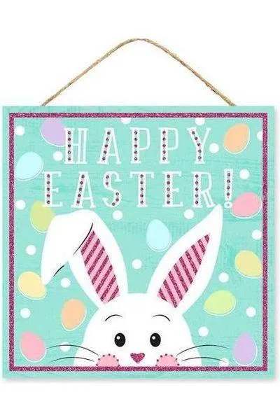 10" Wooden Sign: Glitter Happy Easter