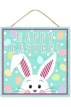 10" Wooden Sign: Glitter Happy Easter