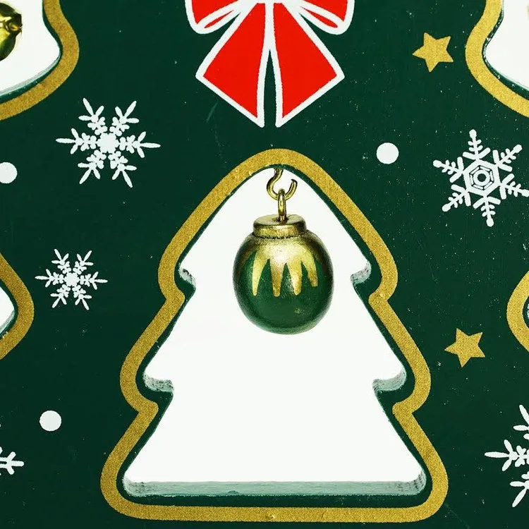11.25" Red and Green Christmas Tree Cutout with Miniature Ornaments Tabletop Decoration