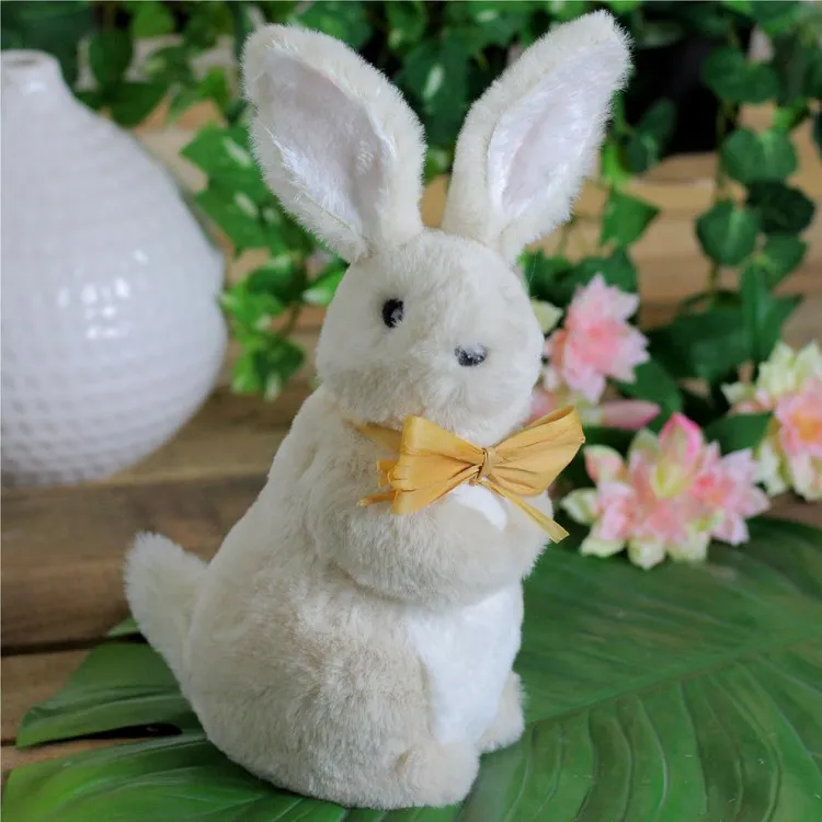 11.5" Beige Plush Standing Easter Bunny Rabbit Boy Spring Figure
