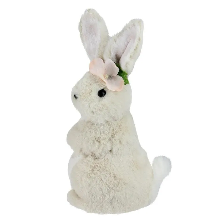 11.5" Beige Plush Standing Easter Bunny Rabbit Girl Spring Tabletop Figurine
