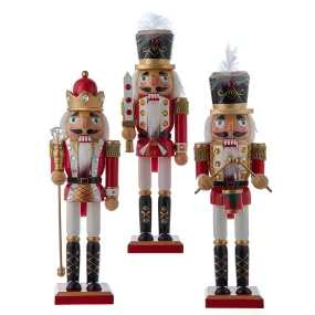 12" Red & White King Soldier Nutcracker, 3 Assorted