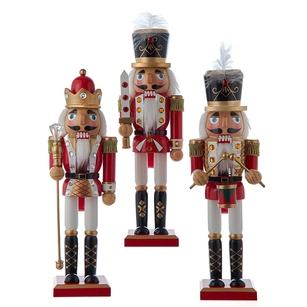 12" Red & White King Soldier Nutcracker, 3 Assorted
