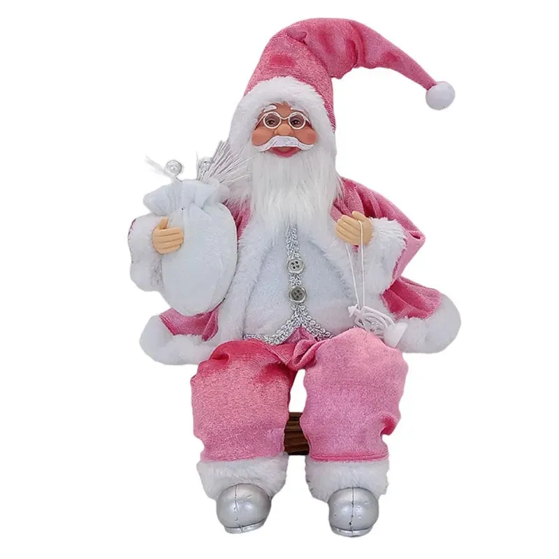 14'' Sitting Santa Claus Figurines Christmas Figure Decorations Hanging Xmas Tree Ornaments Santa Doll Toy Collectible 69HF
