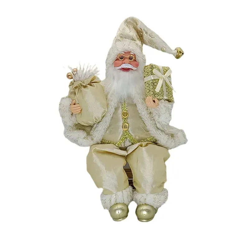 14'' Sitting Santa Claus Figurines Christmas Figure Decorations Hanging Xmas Tree Ornaments Santa Doll Toy Collectible 69HF