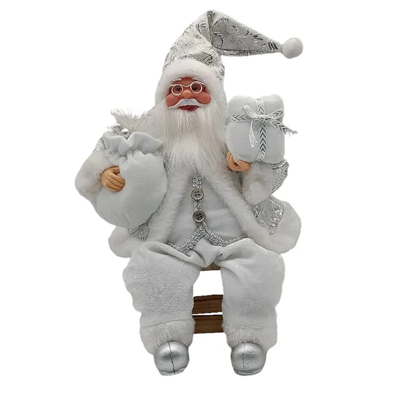 14'' Sitting Santa Claus Figurines Christmas Figure Decorations Hanging Xmas Tree Ornaments Santa Doll Toy Collectible 69HF