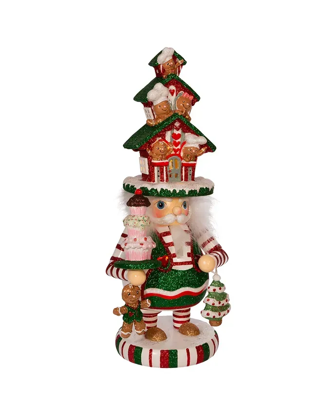 15" Hollywood Nutcrackers™ Battery-Operated LED Gingerbread House Hat Nutcracker