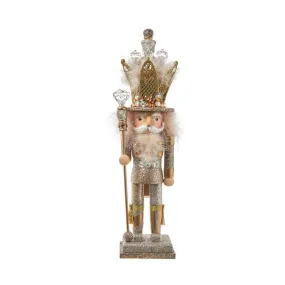 16" Hollywood Platinum and Gold Glitter King Nutcracker
