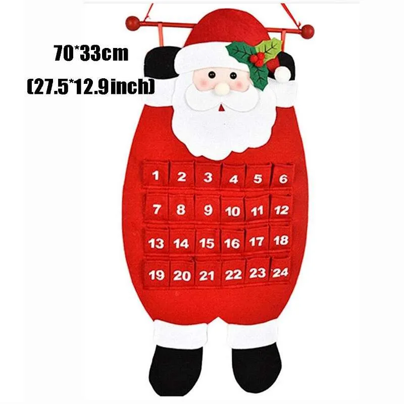 1PC Fabric Felt Advent Calendar Santa Elk Snowman Christmas