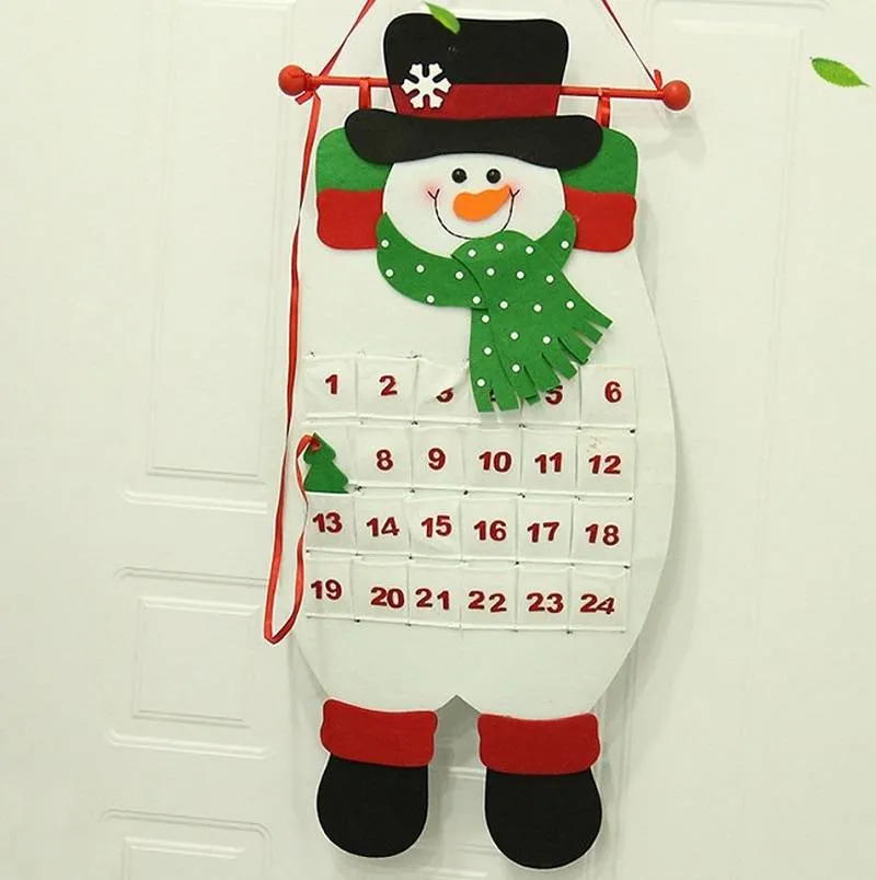 1PC Fabric Felt Advent Calendar Santa Elk Snowman Christmas