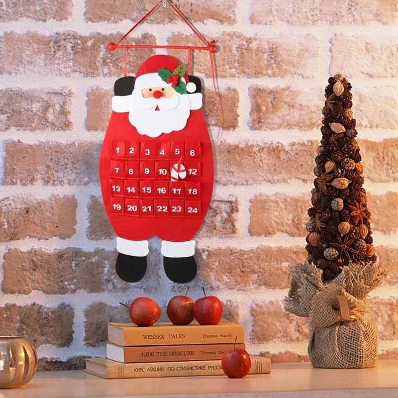 1PC Fabric Felt Advent Calendar Santa Elk Snowman Christmas