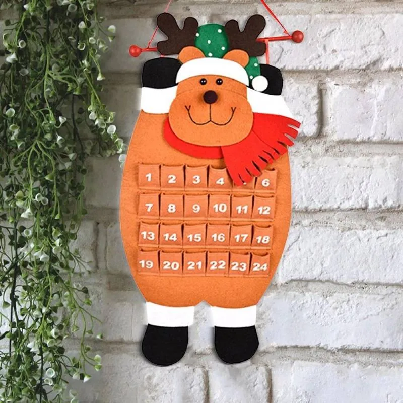 1PC Fabric Felt Advent Calendar Santa Elk Snowman Christmas