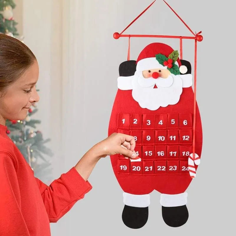 1PC Fabric Felt Advent Calendar Santa Elk Snowman Christmas