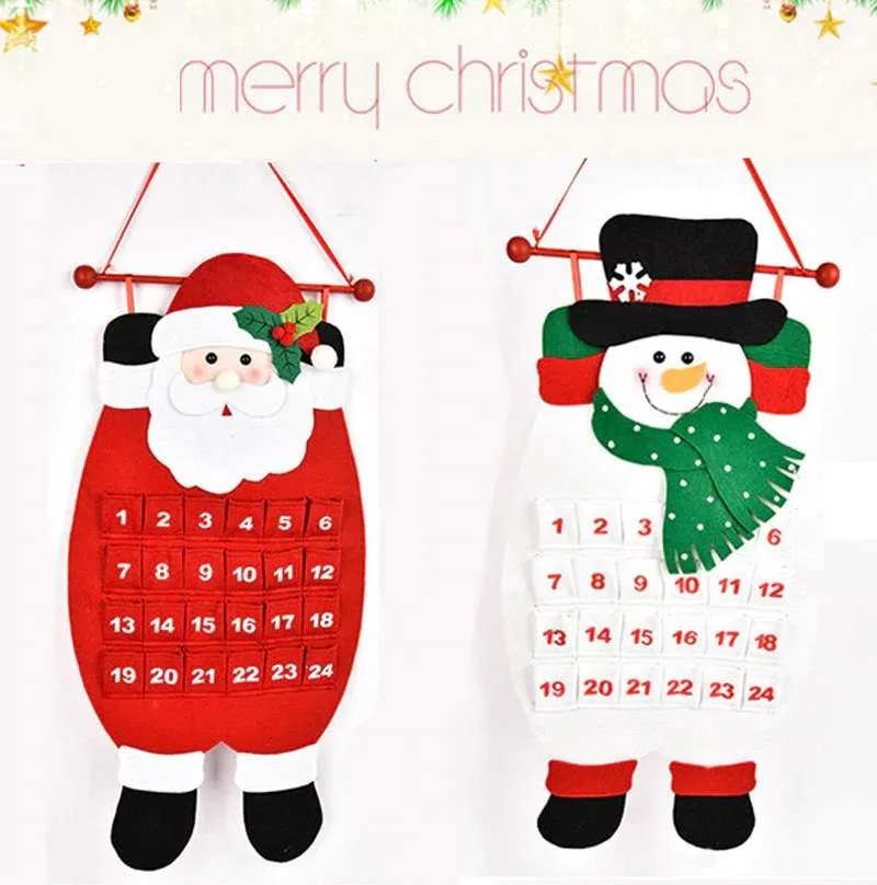 1PC Fabric Felt Advent Calendar Santa Elk Snowman Christmas