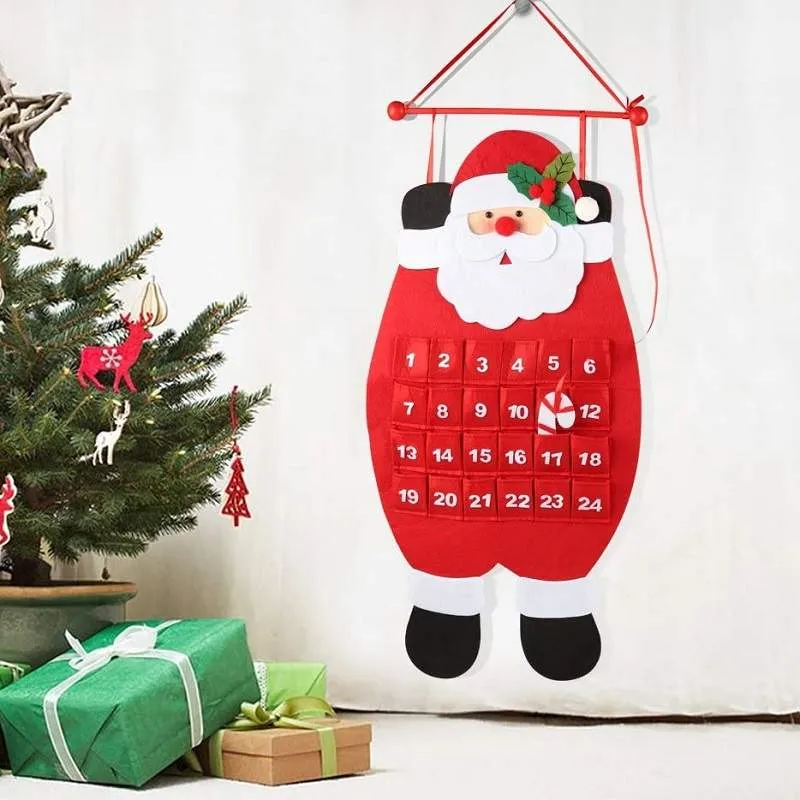 1PC Fabric Felt Advent Calendar Santa Elk Snowman Christmas