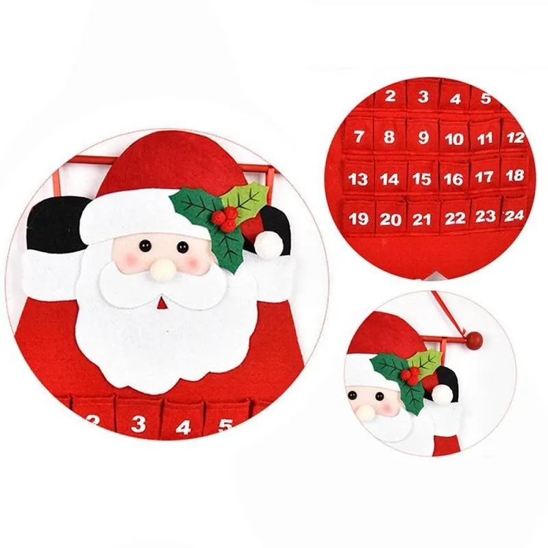 1PC Fabric Felt Advent Calendar Santa Elk Snowman Christmas