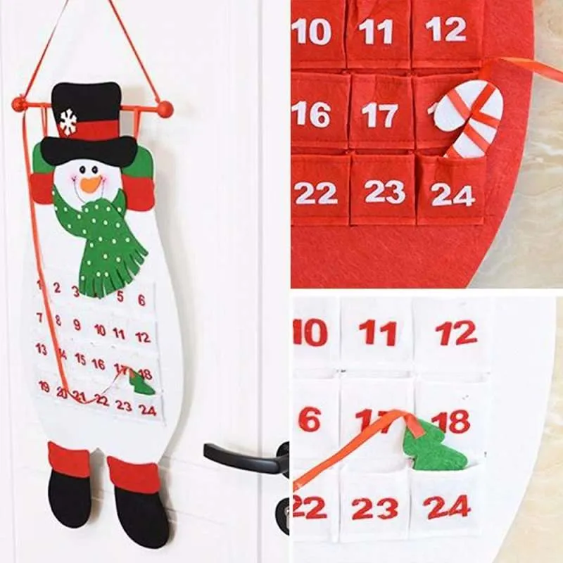 1PC Fabric Felt Advent Calendar Santa Elk Snowman Christmas