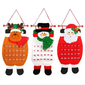 1PC Fabric Felt Advent Calendar Santa Elk Snowman Christmas