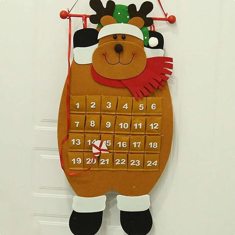 1PC Fabric Felt Advent Calendar Santa Elk Snowman Christmas