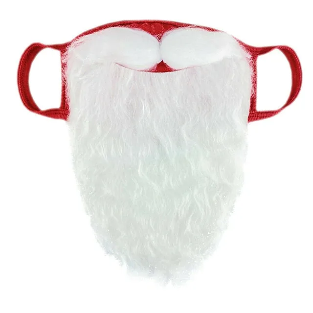 2-Piece: Adult Funny Cosplay Santa Claus Mask Face