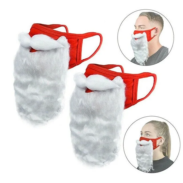 2-Piece: Adult Funny Cosplay Santa Claus Mask Face