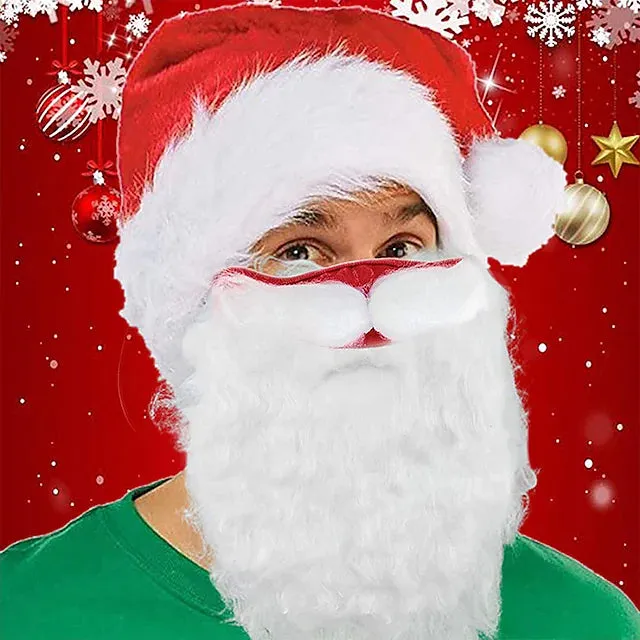 2-Piece: Adult Funny Cosplay Santa Claus Mask Face
