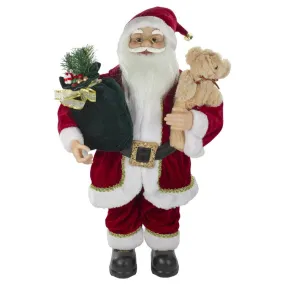 2' Standing Santa Christmas Figurine with a Plush Bear