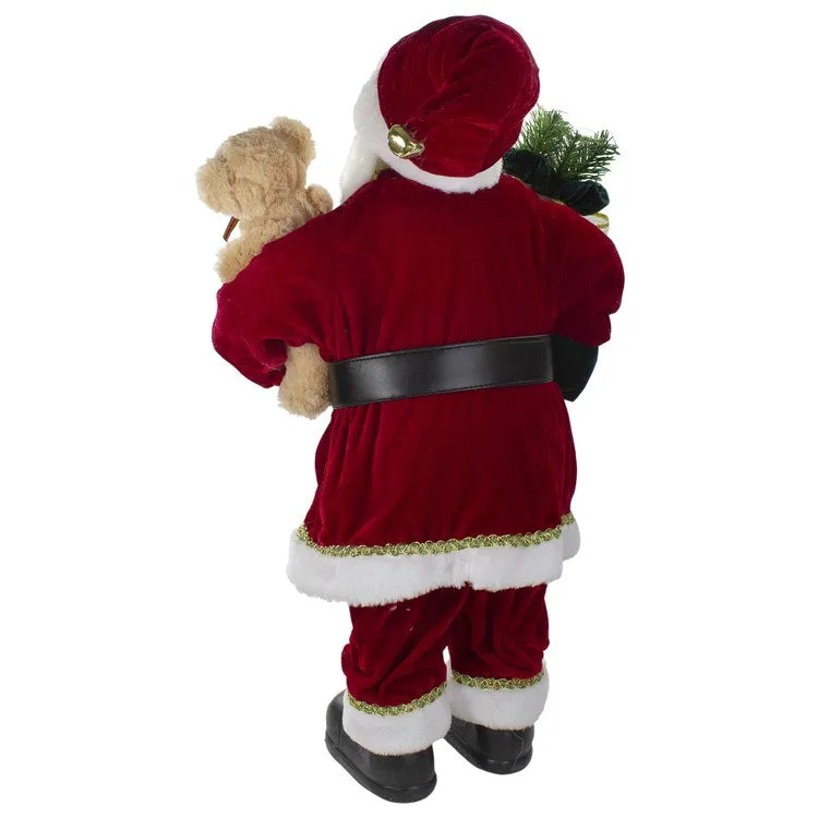 2' Standing Santa Christmas Figurine with a Plush Bear