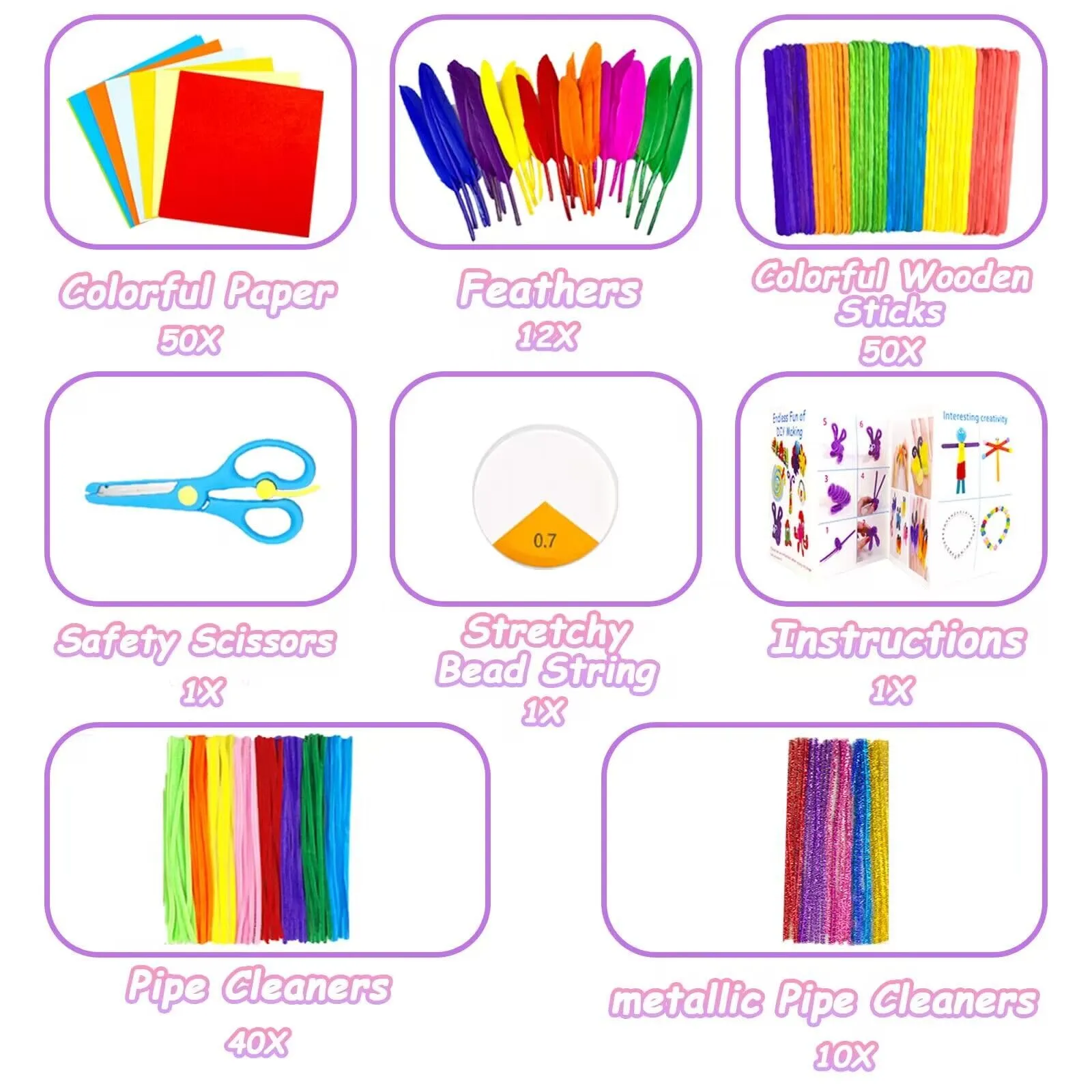 2000 pieces craft kit children DIY arts and crafts craft kit craft supplies material set with pipe cleaner