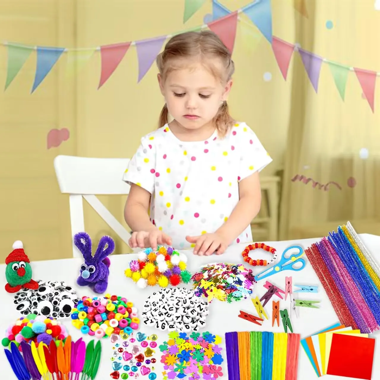 2000 pieces craft kit children DIY arts and crafts craft kit craft supplies material set with pipe cleaner