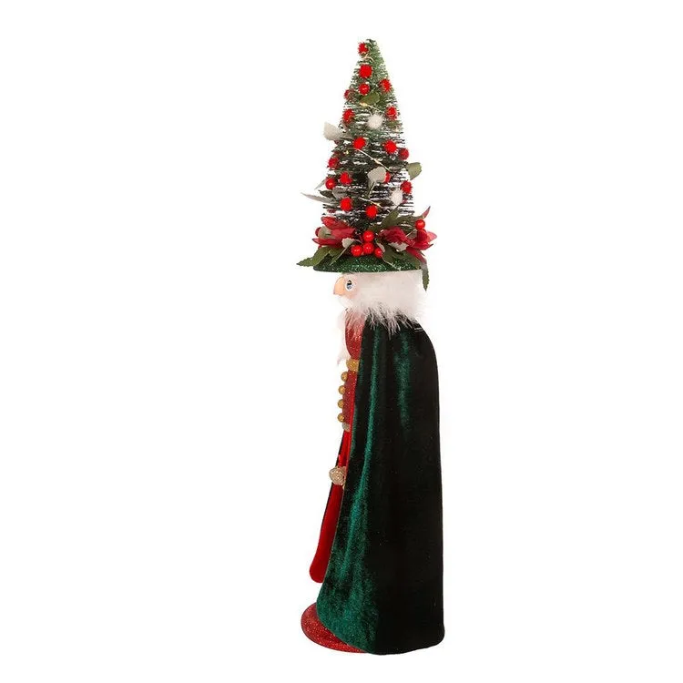 24" Battery-Operated Hollywood Red and Dark Green Nutcracker with LED Hat