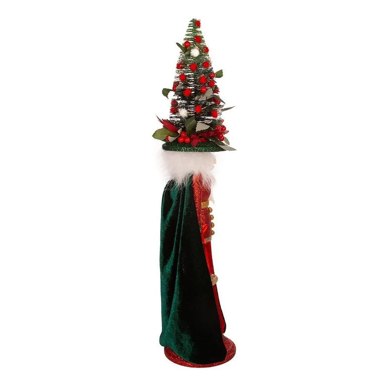 24" Battery-Operated Hollywood Red and Dark Green Nutcracker with LED Hat