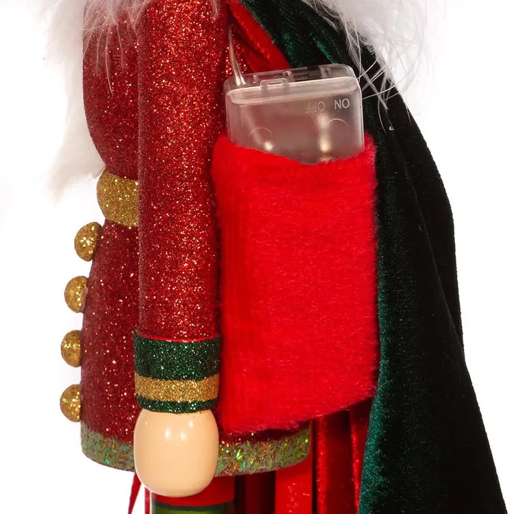 24" Battery-Operated Hollywood Red and Dark Green Nutcracker with LED Hat