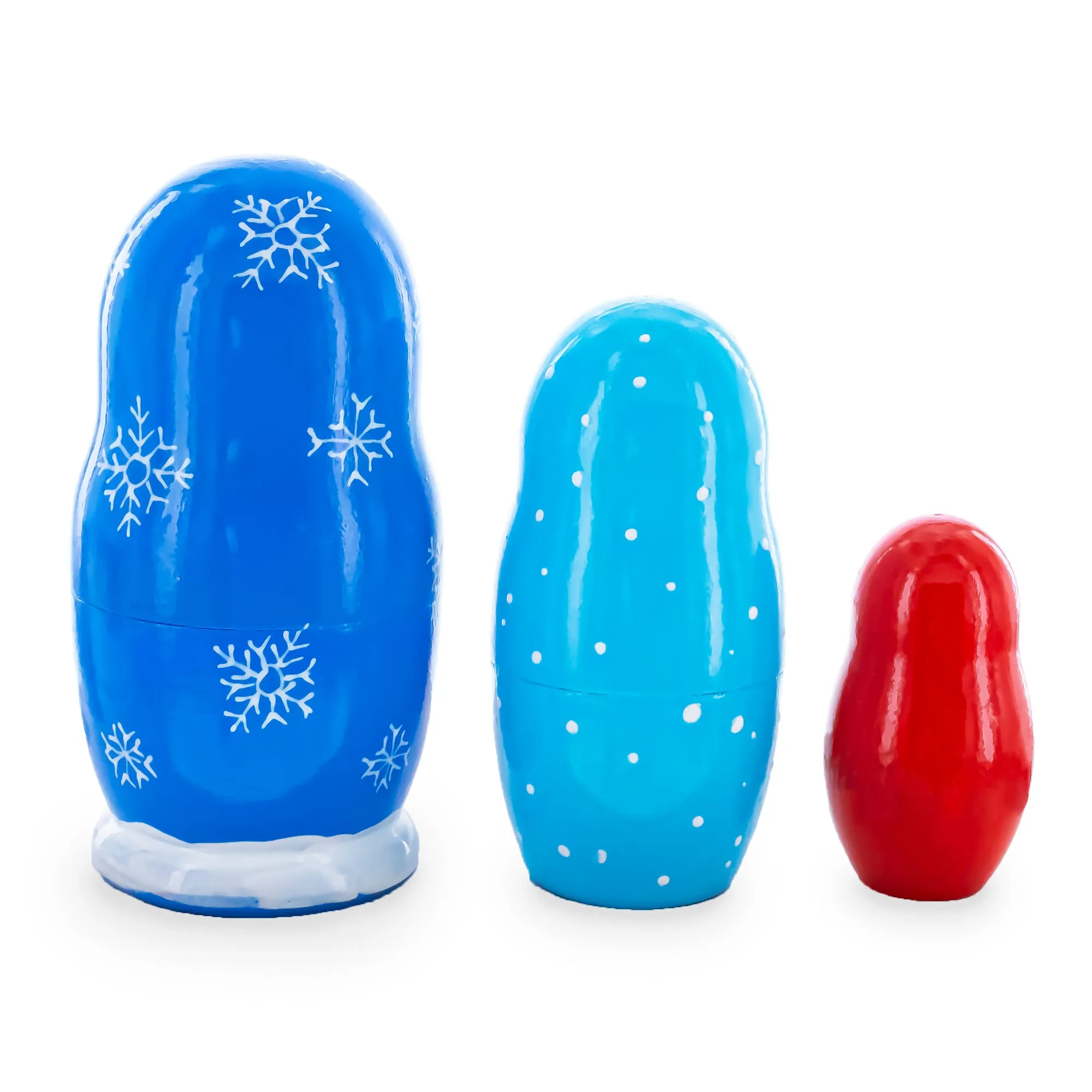 3 Santa and Polar Bear Wooden Nesting Dolls 4.25 Inches