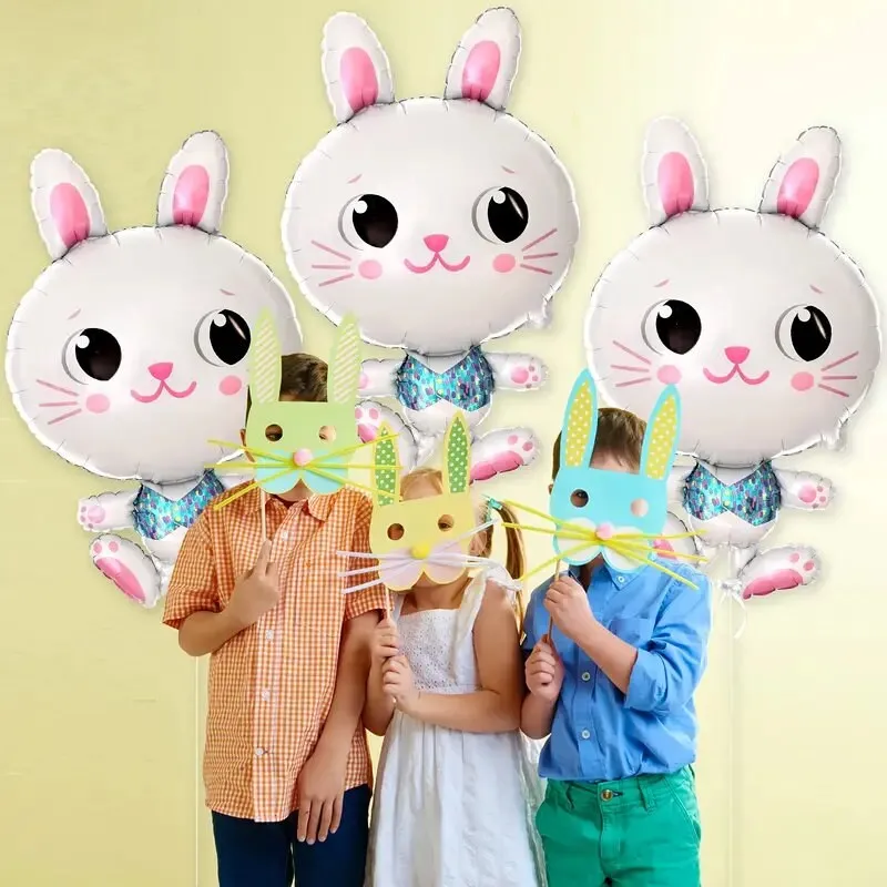 3pc | Easter Big Eyes Cute Jungle Bunny Balloon Jungle Bunny Birthday Party Decoration Balloons