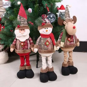 3PCS Christmas Plush Decorations Stuffed Elk Santa Snowman Decoration Dolls