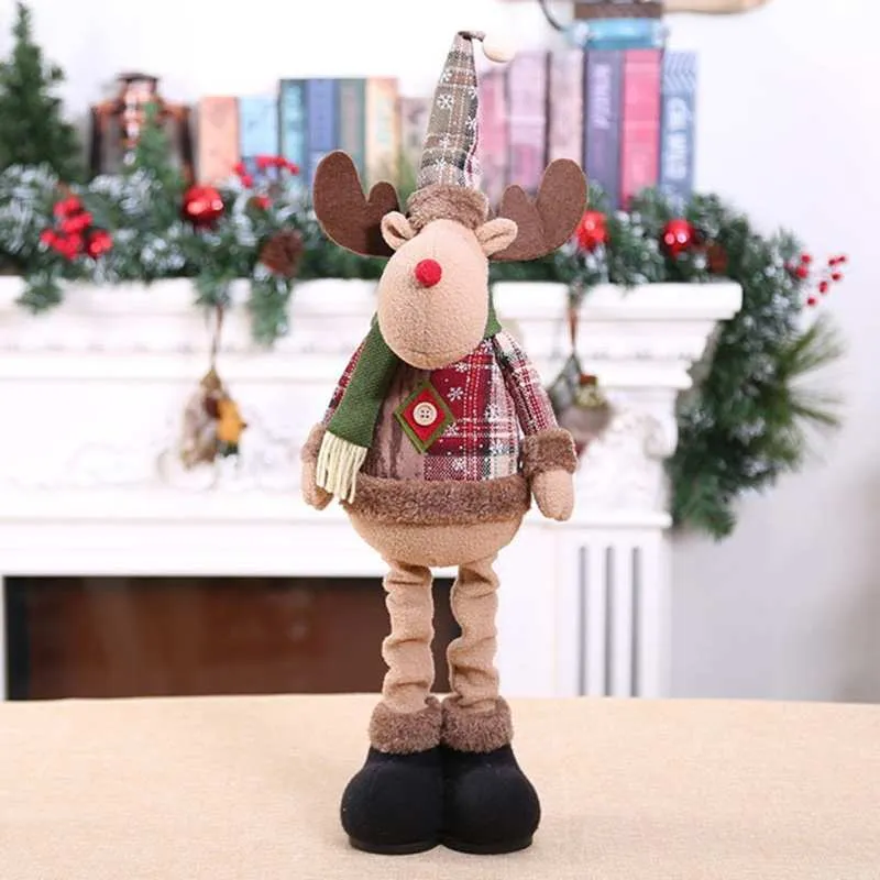 3PCS Christmas Plush Decorations Stuffed Elk Santa Snowman Decoration Dolls