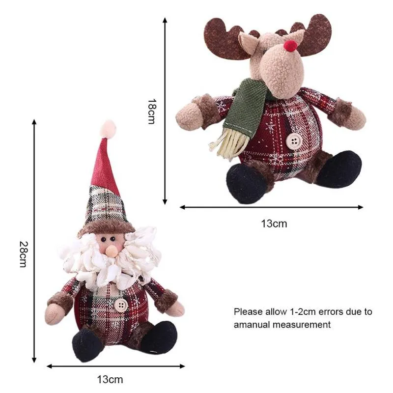 3PCS Christmas Plush Decorations Stuffed Elk Santa Snowman Decoration Dolls