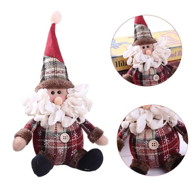 3PCS Christmas Plush Decorations Stuffed Elk Santa Snowman Decoration Dolls