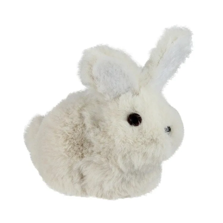 4.75" White and Black Plush Sitting Easter Bunny Rabbit Spring Figure