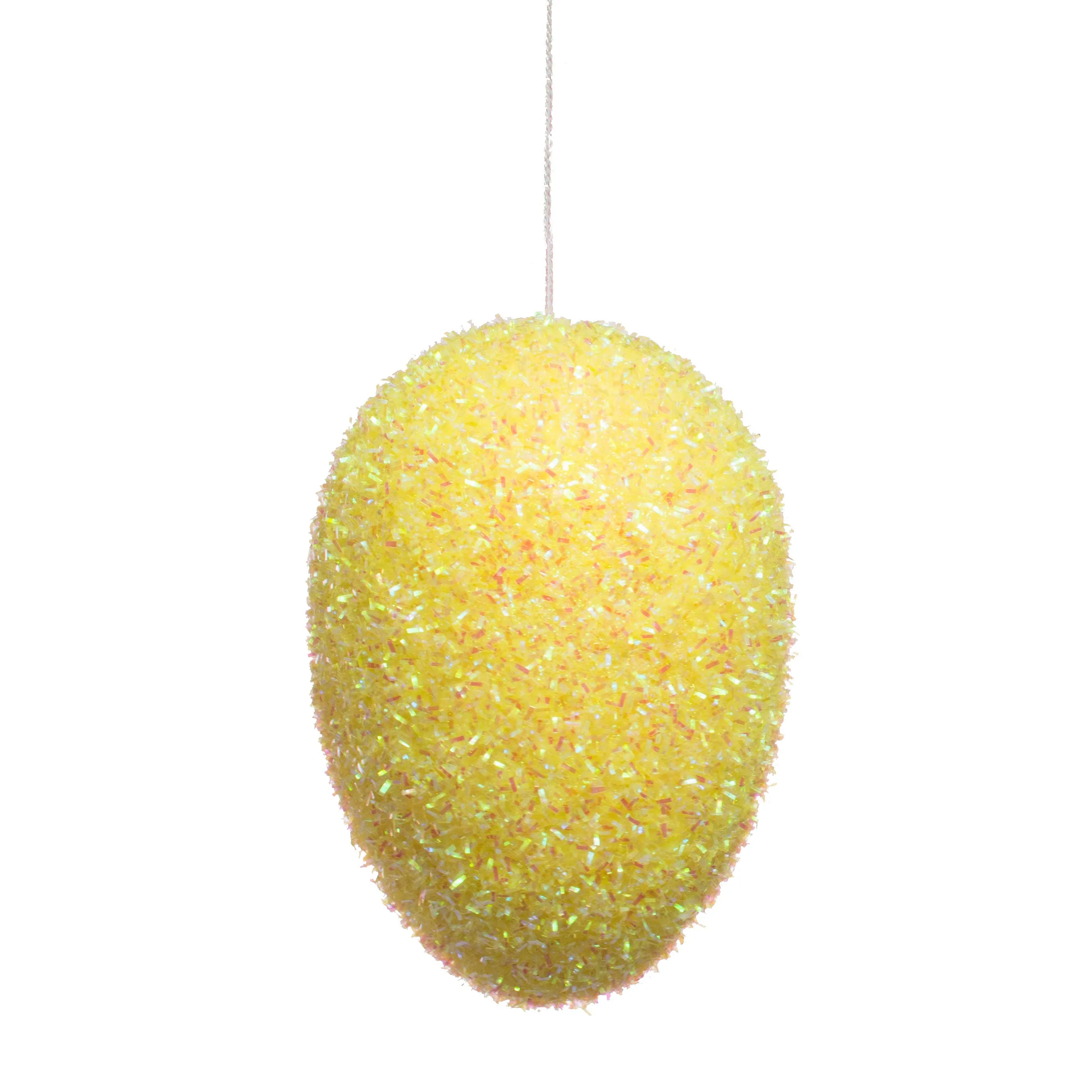 5" Tinsel Egg Ornament: Yellow