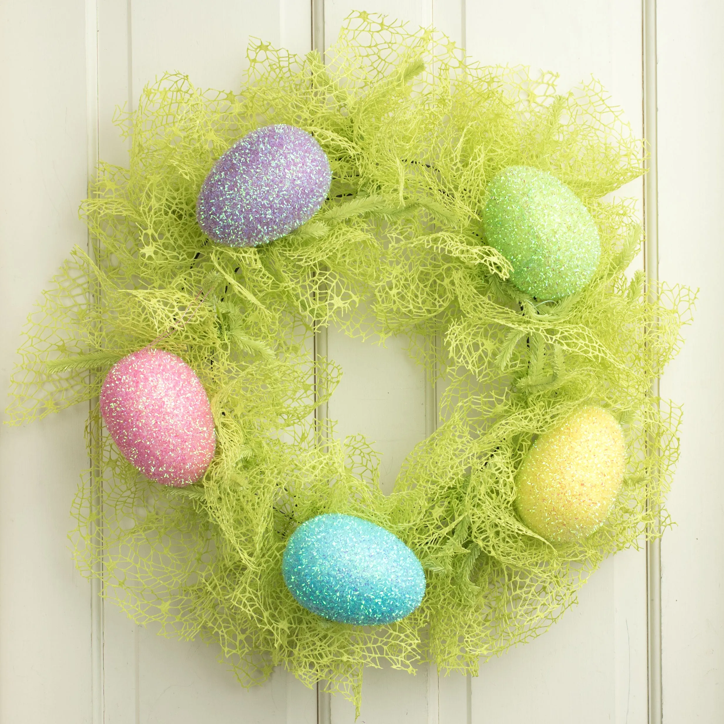 5" Tinsel Egg Ornament: Yellow