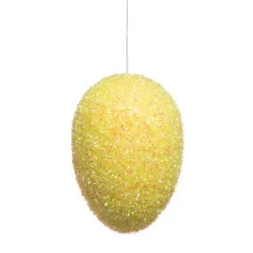 5" Tinsel Egg Ornament: Yellow