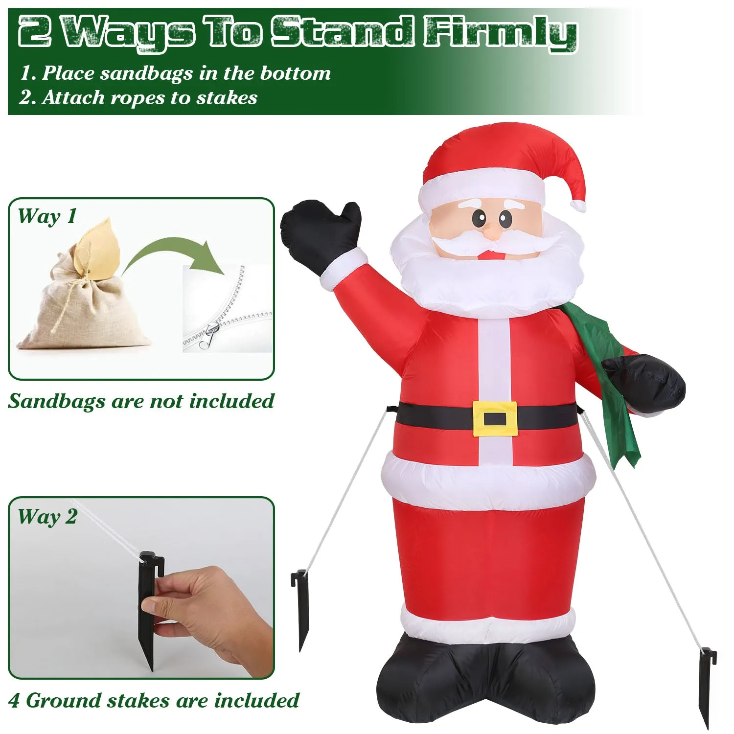 6.4ft Inflatable Christmas Giant Santa Claus