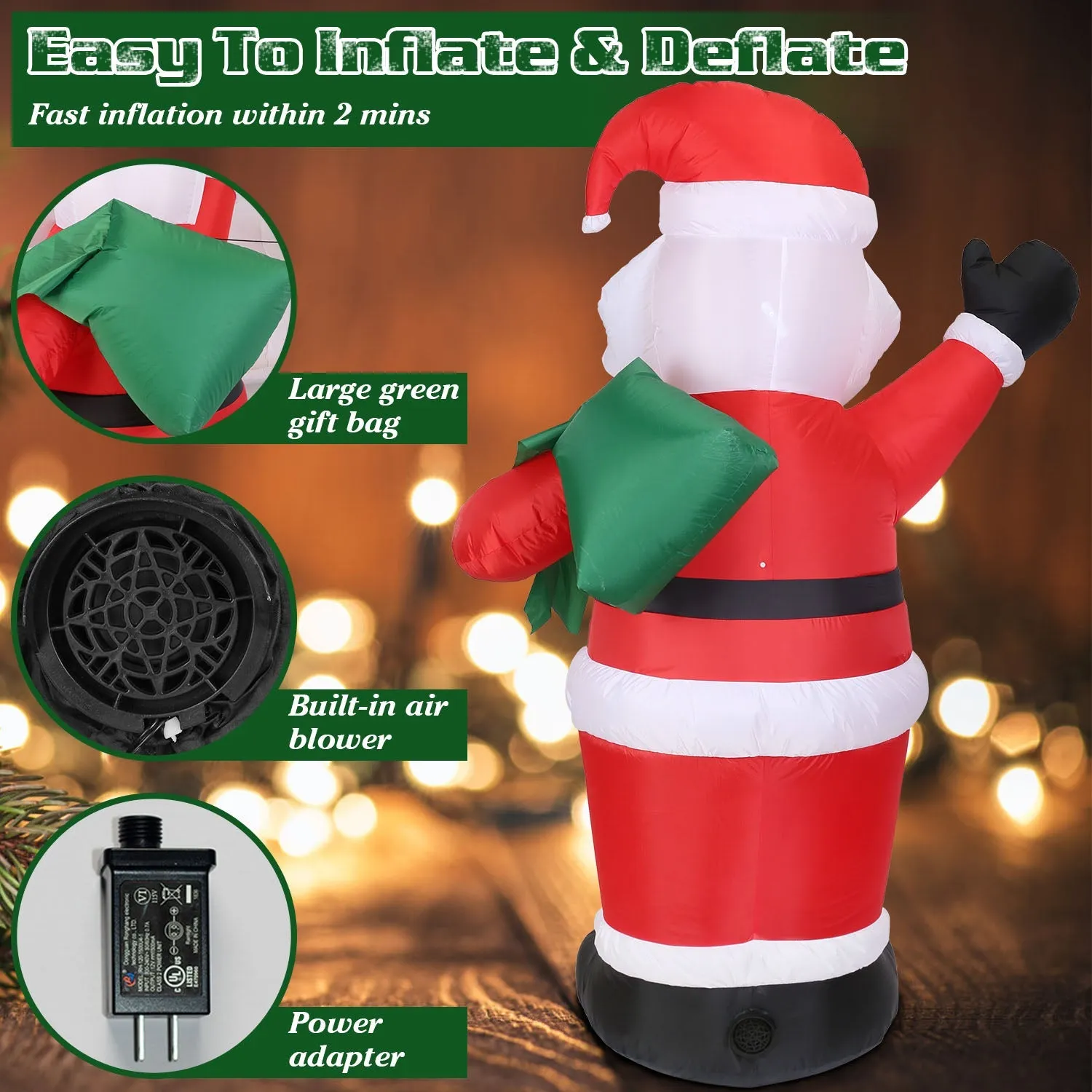 6.4ft Inflatable Christmas Giant Santa Claus