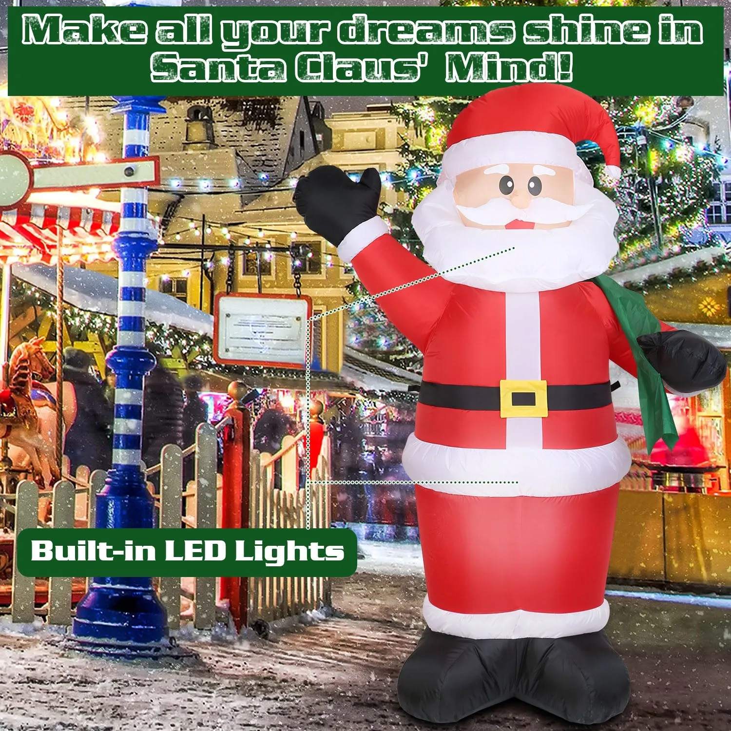 6.4ft Inflatable Christmas Giant Santa Claus
