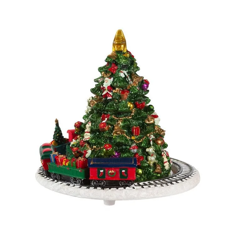 6" Christmas Tree with Revolving Train Music Box