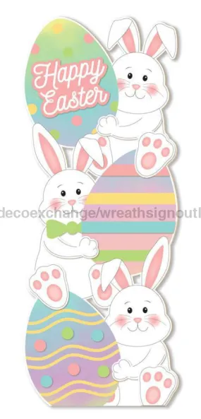 70"H Plywood Happy Easter Bunny Sign White/Pink/Light Blue HE7314