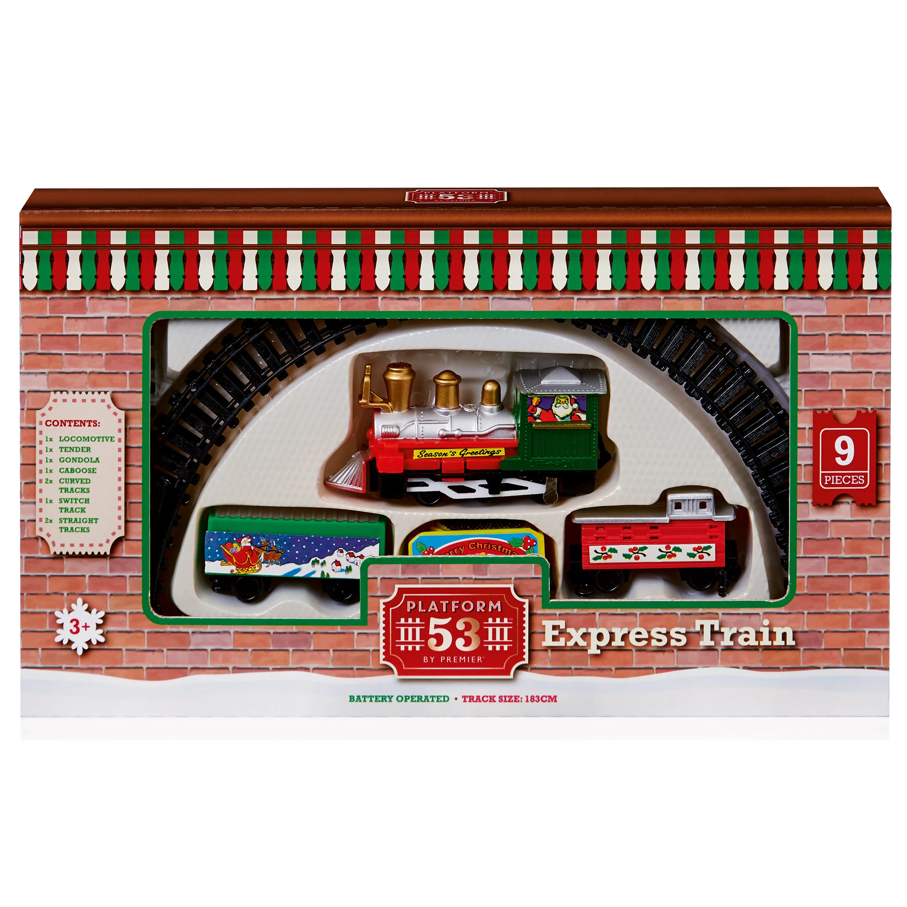 9pc Battery Operated Christmas Train Set